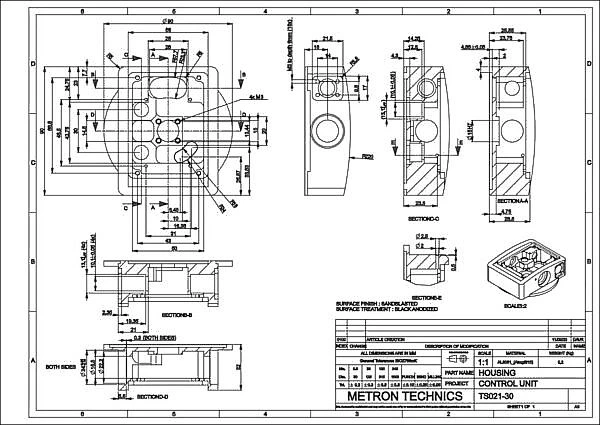 Technical drawings for CNC machining
